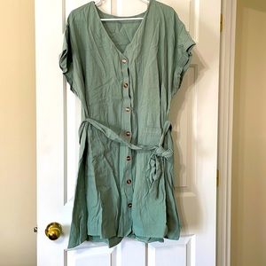 Green Shien button down dress